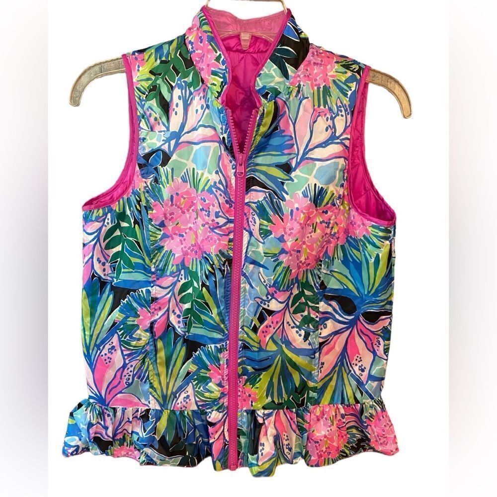 Lilly Pulitzer NWT Sz XL Girls Palm Beach Prosecco Pink Melanie Zipper Vest